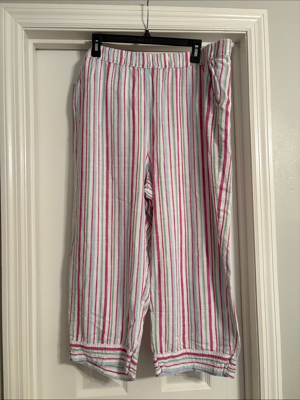 Kim Rogers Pink & White Striped Wide Leg Pants